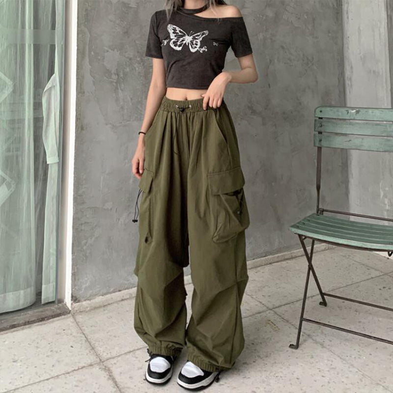 Y2K High Waist Cargo Pants for Women in Vintage Style